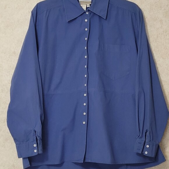 Coldwater Creek Blue Button Womens Shirt Size Petite L - Picture 1 of 14